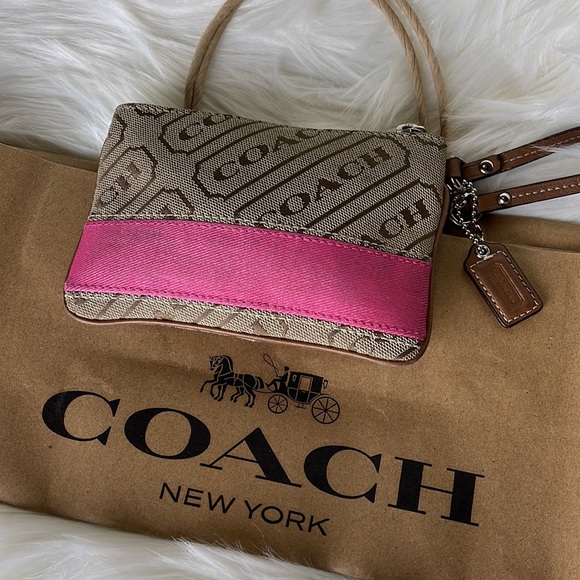 Coach | Brown Pink Wristlet Top Closure - Picture 6 of 10